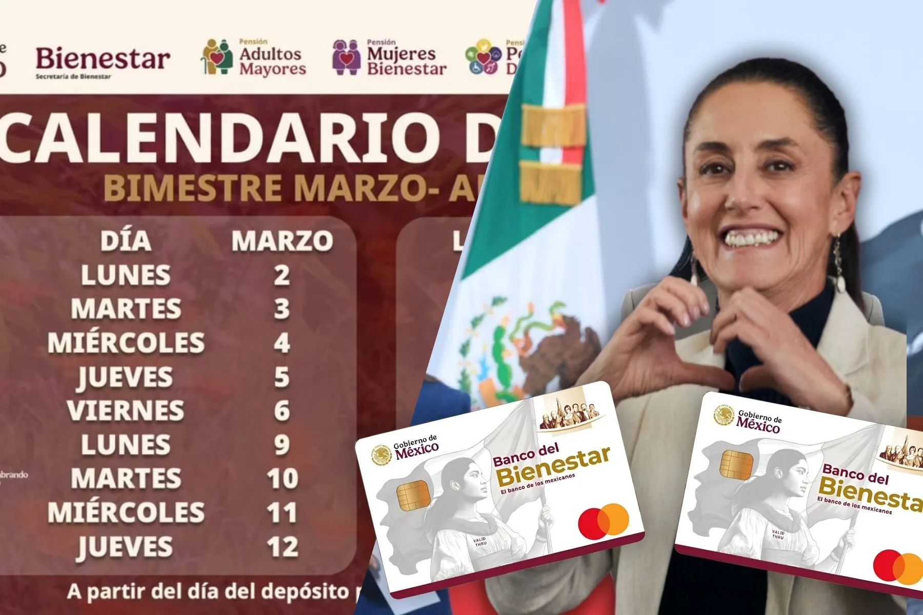 Calendario, Calendario Oficial, Pensiones, Pago de Pensiones, Pago, Aumento, Bienestar, AMLO, Sheinbaum