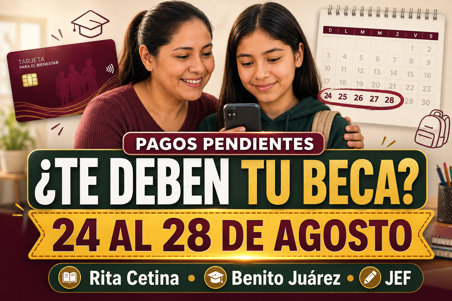 calendario de pagos pagos retrasados para las becas bienestar rita cetina, benito juarez y jovenes escribiendo el futuro