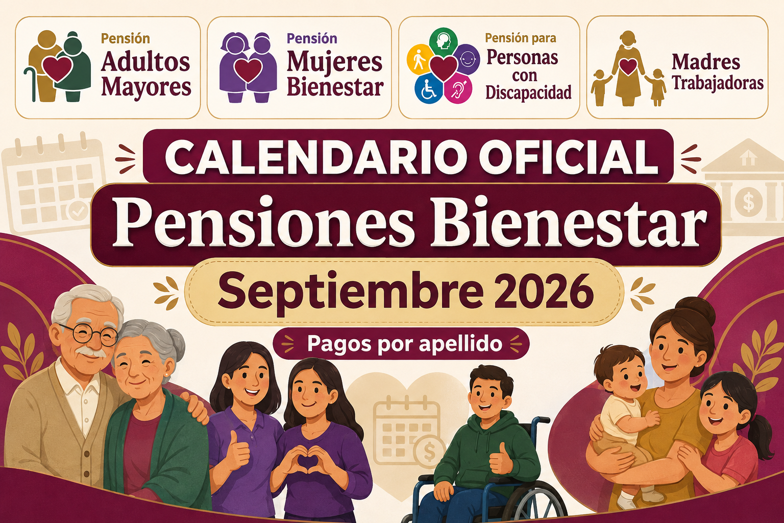 calendario confirmado de pagos de pensiones bienestar septiembre 2026